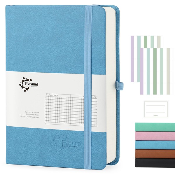 Fasood Notebook A5 Squared, Hardcover Journal Notebooks, with 320 Pages,