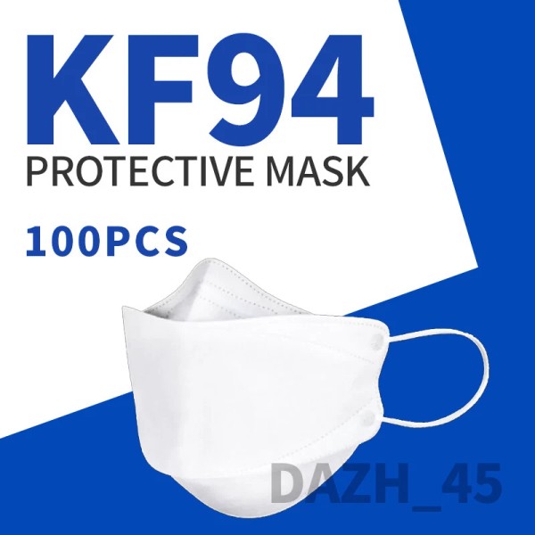 ymbuy 100pcs White KF94 Protective Face Mask 4 Layer Disposable