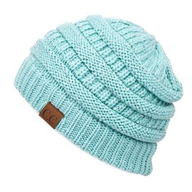 C.C Exclusives Cable Knit Beanie - Thick, Soft & Warm Chunky Beanie Hats (HAT-730) (Sequin Mint)