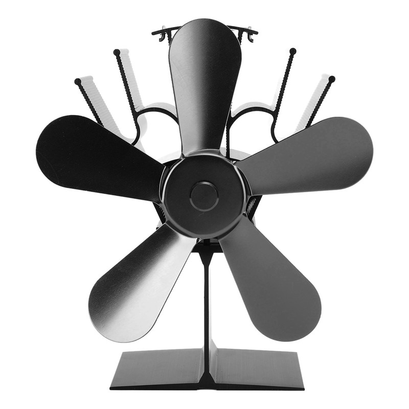 Wood Stove Fan 5 Blades Fireplace Fan Heat Powered Stove