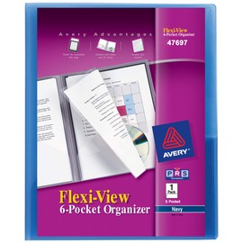 Avery® Title-View 6 Pocket Organizer, Holds up to 150 Sheets, Assorted, Color Will Vary, 1 Organizer (47697)