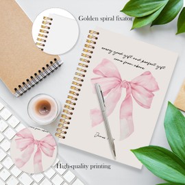 LADOCK Pink Coquette Bow Christian Spiral Notebook, Christian Gifts for Women Faith, Prayer Bible Journal Journaling, Bible Verse Scripture James 1:17 Journal for Women, 5.5x8.3