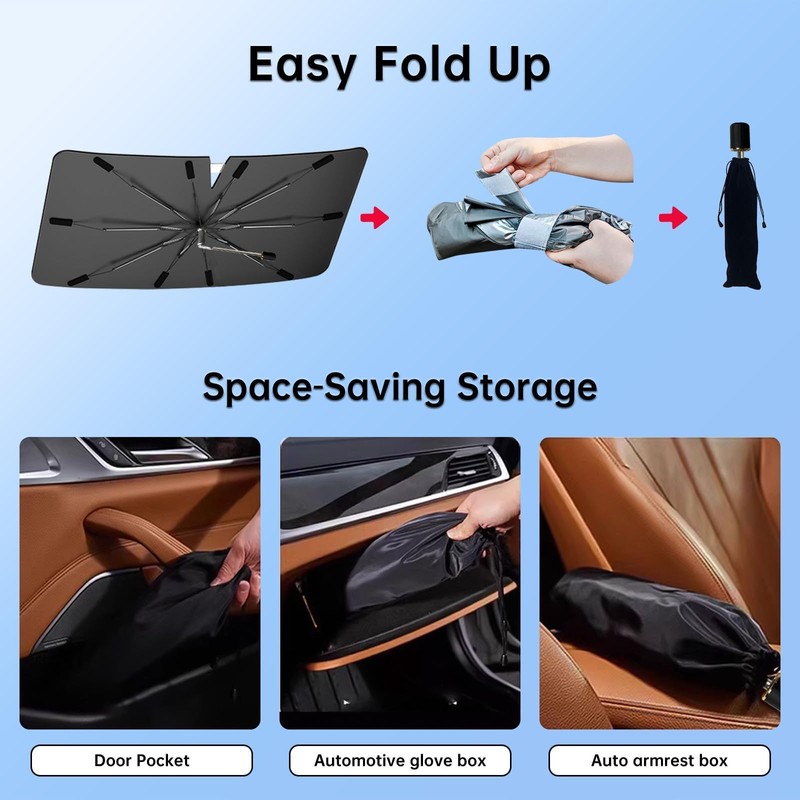 Windshield Sun Shade Umbrella for Dodge RAM 1500 2013-2026, Foldable