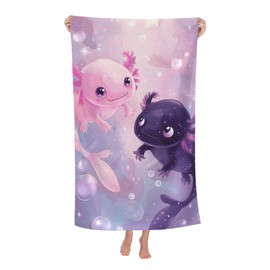 VANZEV Axolotl Beach Towel Cute Animal Sand-Free Microfiber Bath Towel Ultra Soft Quick Dry Pool Towel Absorbent Towel Lightweight Towel Gifts for Outdoor Bathroom Swimming Decor 31inx51in
