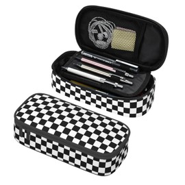 GVGOAGL Black White Checkered Pencil Case Organizer Big Capacity Pencil Pouch Stationery With Zipper School Supplies Pencil Bag For Girls Boys Office