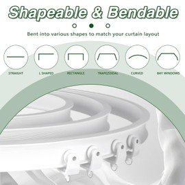 XCK Flexible Curtain Track 10 ft - Bendable Ceiling Curtain Track for RV Shower Curtain Track, Curved Curtain Track Ceiling Mount, Flexible Shower Curtain Rod, White Ceiling Curtain Rail System