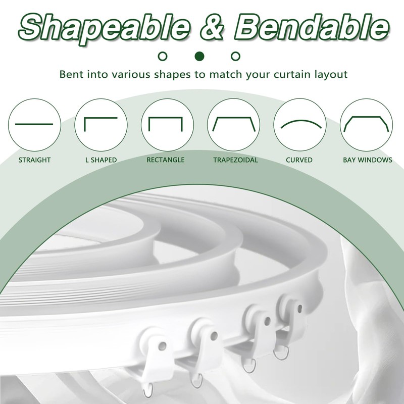 XCK Flexible Curtain Track 10 ft - Bendable Ceiling Curtain