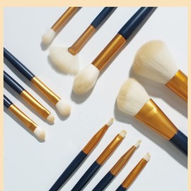12 juegos de brochas maquillaje pelo suave, barra larga, brocha universal for rubor, for polvos sueltos, base                                         