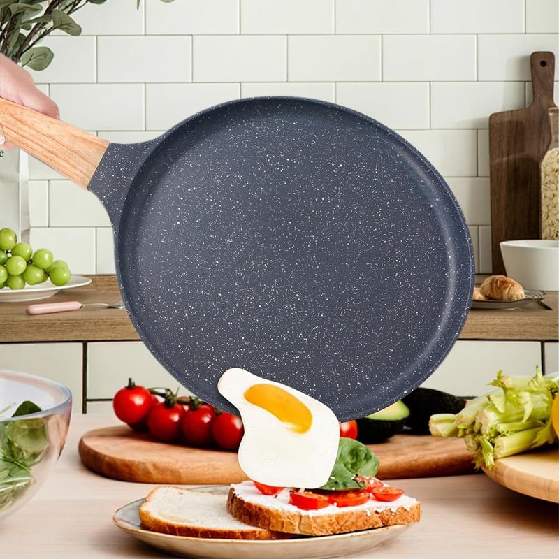 Nonstick Granite Crepe Pan, 10 Inch Flat Dosa Tawa Griddle