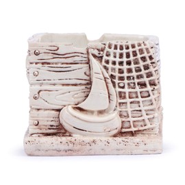 Pinkdesh Resin Material Square Boat Design Ashtray for Office Home Decor (Beige)