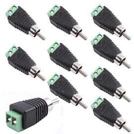 exgoofit RCA Male Plug to AV Screw Terminal Audio/Video Connector 10-Pack, RCA Plugs for Speaker Wire, Solderless Phono RCA Adapter