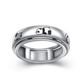 HOOHWE Spinner Rings for Anxiety, S925 Sterling Silver Fidget Anxiety Worry Relief Boredom ADHD Autism Band Rings for Teen Girls Size 52 54 57 59, Sterling Silver