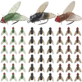 Bionic Fly Fishing Bait, 54pcs Saltwater Fly Fishing Lures Kit Minnow Flies Swimbaits Artificial Dry Flies Fly Hook for Saltwater Freshwater Bass Trout Panfish 15mm