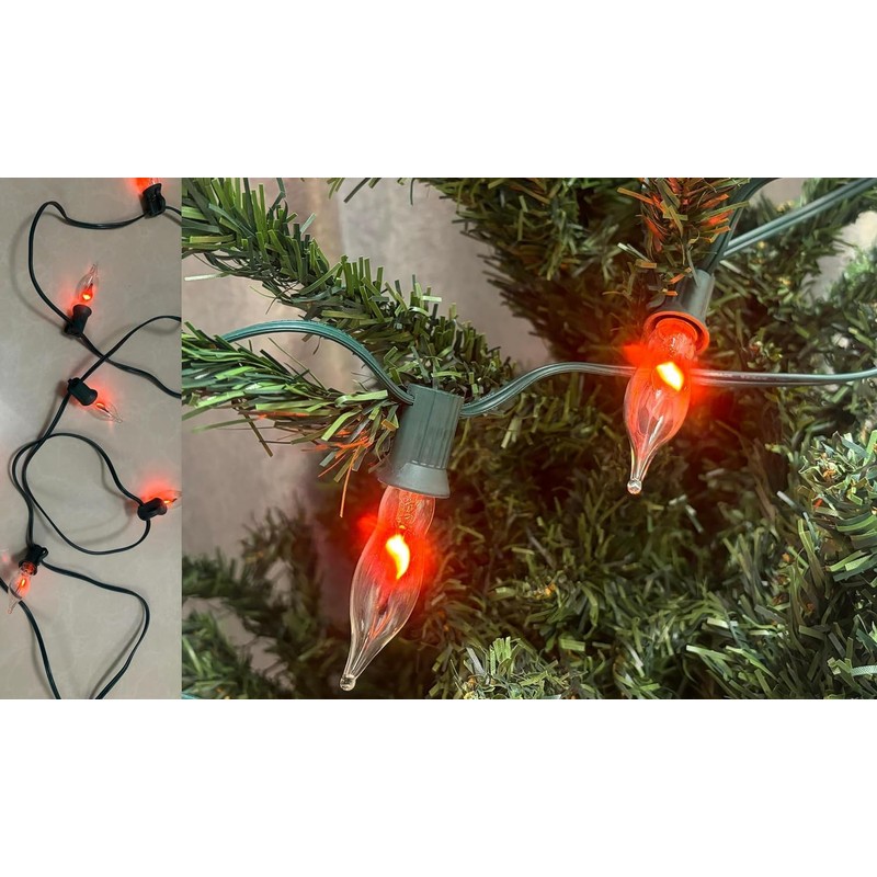 10ft Flickering Flame String Lights Outdoor Indoor, C18/C7 Candlelight Bulb,Retro
