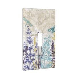 Vintage Flower Dragonfly Butterfly Single Toggle Light Switch Plates And Outlet Covers Decorative Electrical Wall Plate Receptacle Switchplate Decorate Plug Cover For Bathroom 4.5 * 2.76 Inch