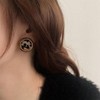 Cimenexe Punk Leather Leopard Print Stud Earrings Faux Round Leopard