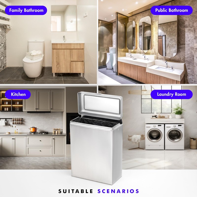 Sanitary Napkin Receptacle Wall Mounted Tampon Holder, Garbage Can for