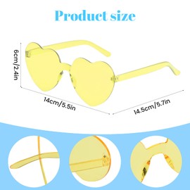 Amexo Pack of 10 Rimless Heart Glasses Hippie Heart-Shaped Glasses Transparent Candy Colour Sunglasses in Heart Shape Vintage Heart Shape Glasses Frameless Glasses Funny for Holidays Parties Stage