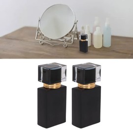 2 Pieces Perfume Bottle, 50ml Empty Glass Perfume Bottle, Refillable Empty Clear Glass Spray Bottles for Travel, Black