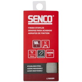 SENCO L11BGBR 3/4" 18 Gauge 1/4" Crown Finish Staples, Stainless Steel Finish 1,000 Count Pack
