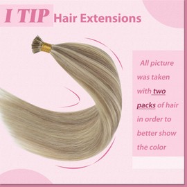 YoungSee Itip Hair Extension Real Human Hair Blonde Itips Hair Extensions Golden Blonde Highlight Tip Hair Extension for Long Hair 24 Inch Hair Extensions Keratin Hair Extensions No Damage 50g 50s