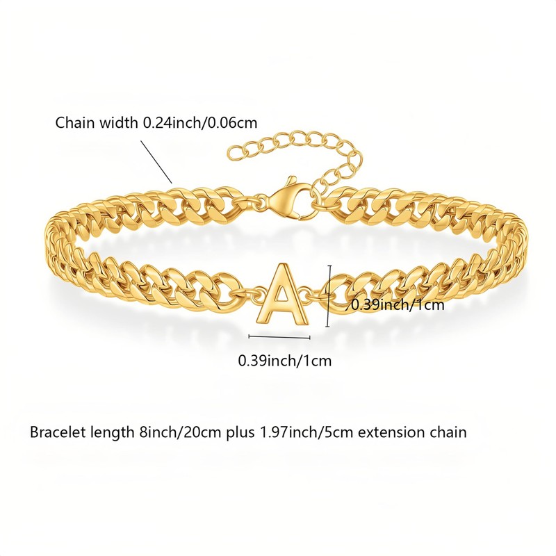 IN Chenthy Gold Initial Bracelets for Men, 18K Gold Plated