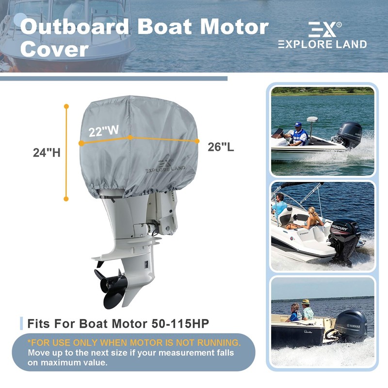 Explore Land Outboard Motor Cover - Waterproof 600D Heavy Duty