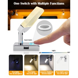 1 Pack 12V RV Reading Light with USB Port - Built-in Touch Dimmer On-Off Switch Adjustable Warm White Brightness, Interior Bedside Lamps on Vehicle Caravan Truck Recreational Trailer Boat Yacht