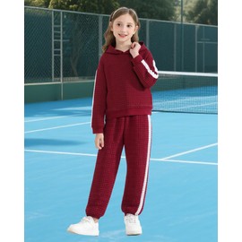 Mioglrie Kids Clothes Girls Clothes Size 7 8 Little Girls Outfits 7T 8T Child Fall Winter Dark Red Hoodies Sweatshirt And Pant Clothing For Girl