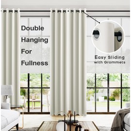 120 Inches Extra Long Curtains for Living Room 2 Panels Grommet Darkening Insulated Thermal 90% Blackout Drapery Tall Ceiling Curtain for Large Big Window Treatments Ideas Drapes,Cream/Off White/Ivory
