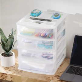 Gracious Living 4 Drawer Desktop Countertop Storage with Organizer Lid (3 Pack)