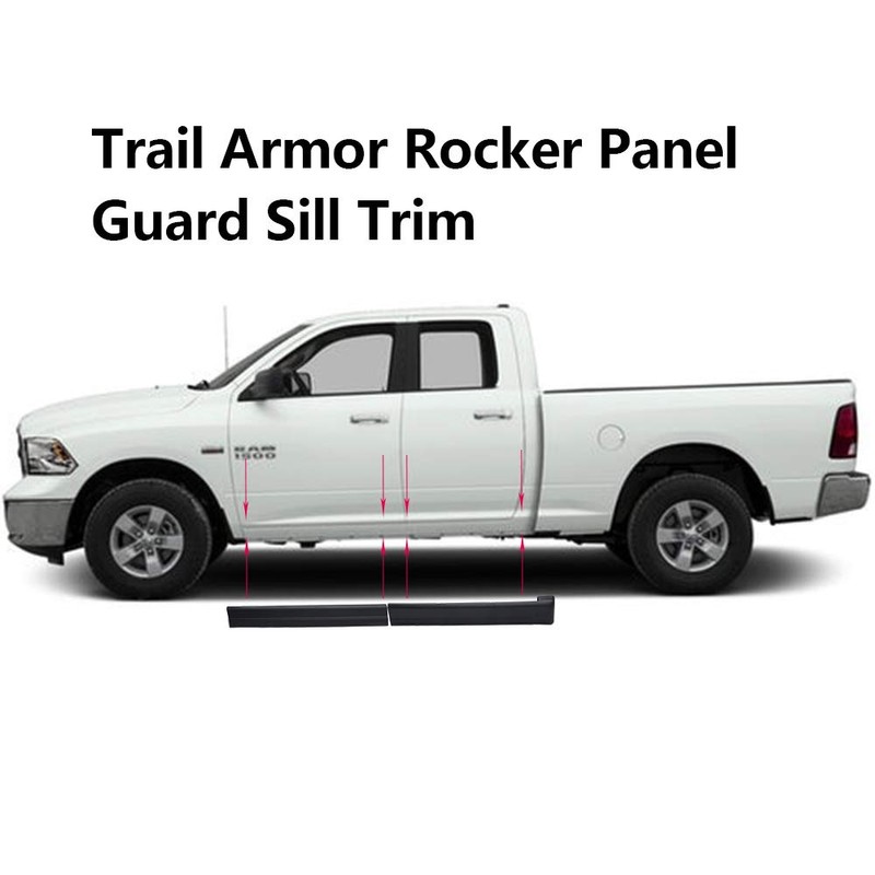 PIT66 Black Trail Armor Rocker Panel, Compatible with 1999-2006 Silverado/Sierra