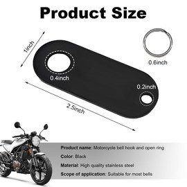 KVAEY Motorcycle Bell Hanger, Good Luck Riding Motor Hanger with Split Ring, Metal Biker Bell Hanger Fits for Most Bells (Black, Style A)