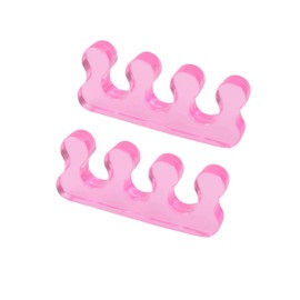 LNYMZD 4Pcs Pink Toe Separators for Pedicure, Gel Toe Spacers for Men and Women Suitable for Overlapping Toes, Bunions, Hammer Toe, Soft Toe Spreader for Separating Toenails or Nails, Tools
