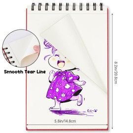 Skizzenbuch, 14,7 x 21,1 cm, 60 Blatt, Spiralbindung, Naturweiß, 150 g/m², säurefreies Zeichenpapier zum Malen, Skizzieren, professioneller Skizzenblock für Künstler, Anfänger, NW-Rot