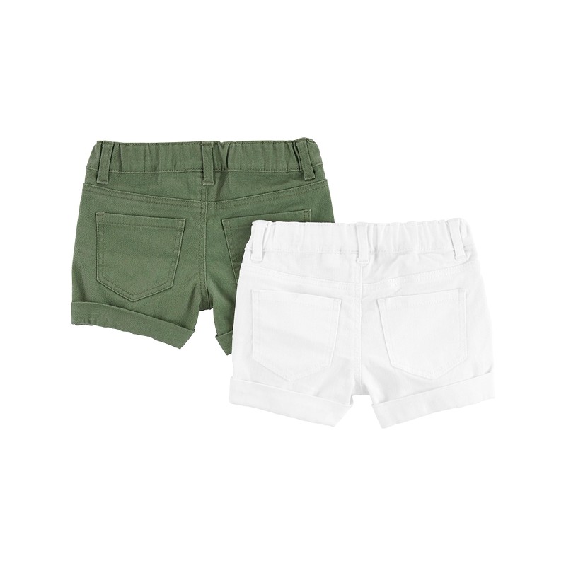 Simple Joys by Carter's Toddler Girls Denim Shorts, Olive/White, 5T