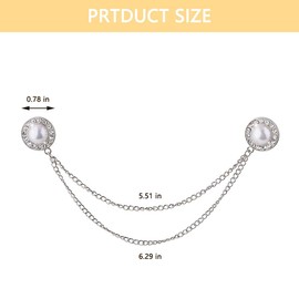 Pearl Brooch Pins Rhinestone Lapel Pin for Men Tassel Chain Brooch Collar Pins Hanging Chain Brooches Suit Pin for Men Women Birthday Wedding Party Accessories
