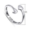 S925 Sterling Silver Semicolon Open Ring Inspirational Awareness Adjustable Ring