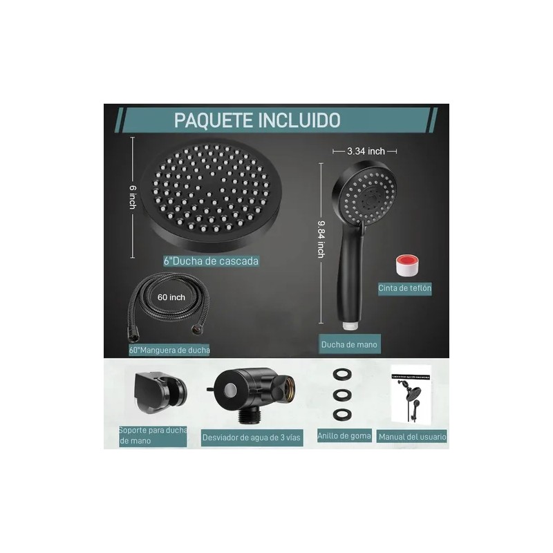 Regadera Telefono Cabezal De Ducha Redonda Baño Kit Con Ducha