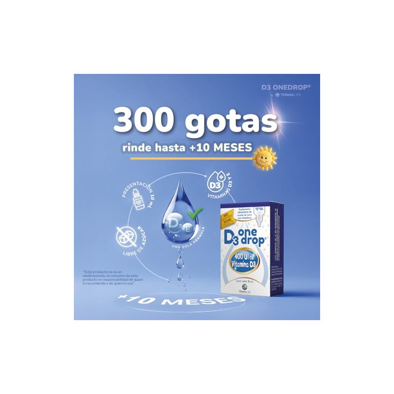 Vitamina D3 ONEDROP frasco con 10 mL, 400 UI