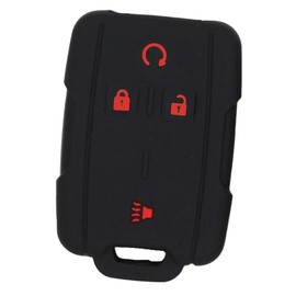 Silicone Key Fob Cover, Remote Key Protector Fit for Chevy Silverado 4500HD-6500HD Colorado 2015-2022 GMC Sierra Yukon, 4 Buttons Keyless Remote Holder(Black)