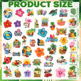 Yuxung 48 Pcs Hawaiian Iron on Patches Hawaii Summer Sea Beach Tropical Flower Embroidery Applique Patch Colorful Sewing Patches for Backpack,Hats,Clothing,Jackets,Jeans DIY Emblem Accessory