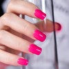LINSSQ Press on Nails Glossy Solid Rose Pink Fake Nails
