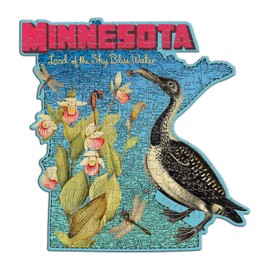 Galison Wendy Gold Minnesota Shaped Mini Puzzle, 100 Pieces, 8” x 9.75” – Die-Cut Jigsaw Puzzle Featuring Art by Bestselling Artist Wendy Gold – Makes a Great Gift Idea