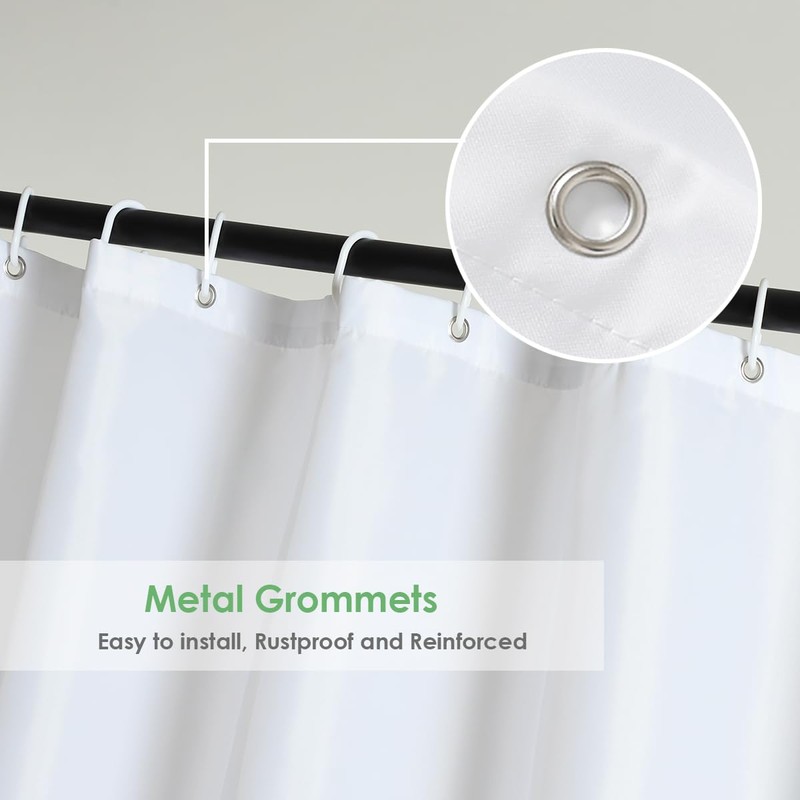 WellColor White Shower Curtain Liner 72 x 74 Inches Long,
