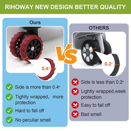 Hesdtcet Luggage Wheel Protectors Covers Suitcase Wheel Protectors Luggage Compartment Protection Cover for Wear-Resistant, Anti-Noise (8, black)