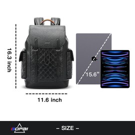 BOPai Leather Backpack Anti Theft Laptop Men Black 15.6 Inch