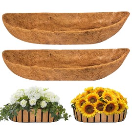 YUNSTK 2 Pcs Coco Liner Trough, 30 Inch Wall Mounted Planter Liner, Natural Coconut Fiber Hanging Basket Liners, Coco Fiber Replacement Liner for Window Box Planter, Wall Basket