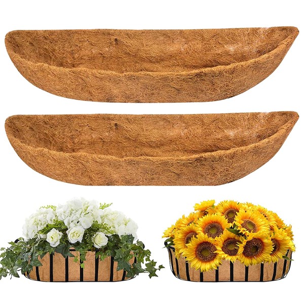 YUNSTK 2 Pcs Coco Liner Trough, 30 Inch Wall Mounted