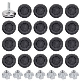INCREWAY Adjustable Furniture Levelers, 20 Pack M6 Furniture Sliders with Base Plate for Table and Chairs, Threaded Shank Leveling Feet T Nuts